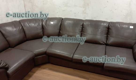 Диван угловой кожаный коричневого цвета №9