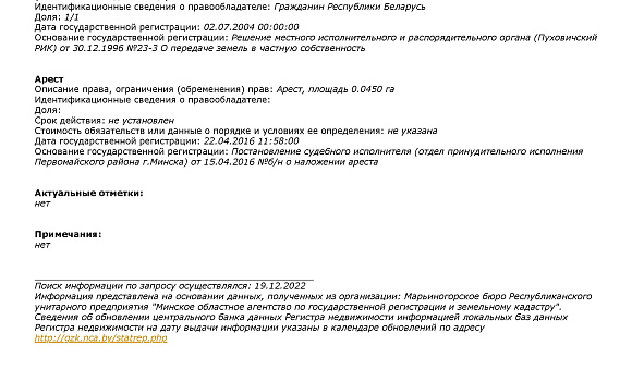 Земельный участок в СТ «Физтех» (Пуховичский район), площадью 0.0450 га