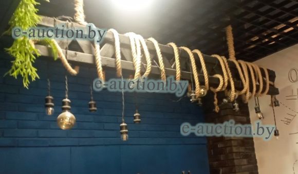 Балка с лампочками и веревкой деревянная в ассортименте №22