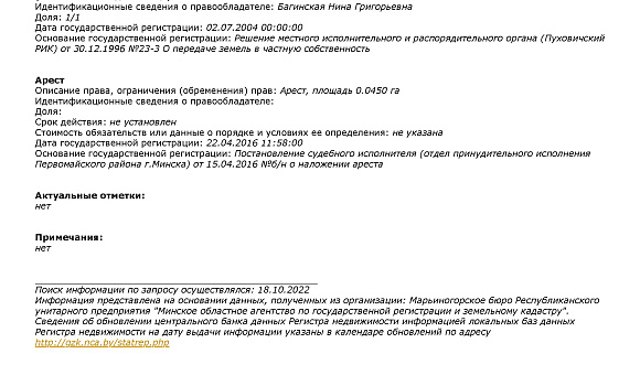 Земельный участок в СТ «Физтех» (Пуховичский район), площадью 0.0450 га